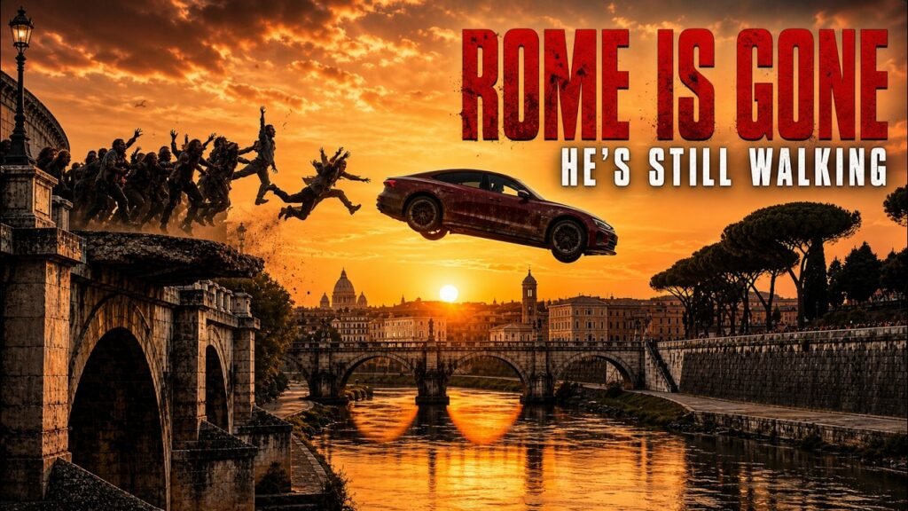 Still from Rome Is Overrun. He's Still Walking. / 2-Minute Survival Scene / AI Fi