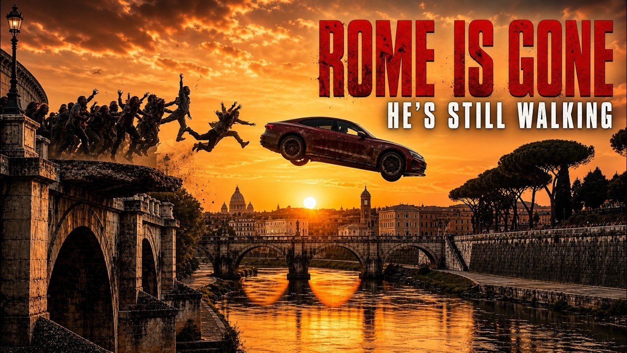 Still from Rome Is Overrun. He's Still Walking. / 2-Minute Survival Scene / AI Fi